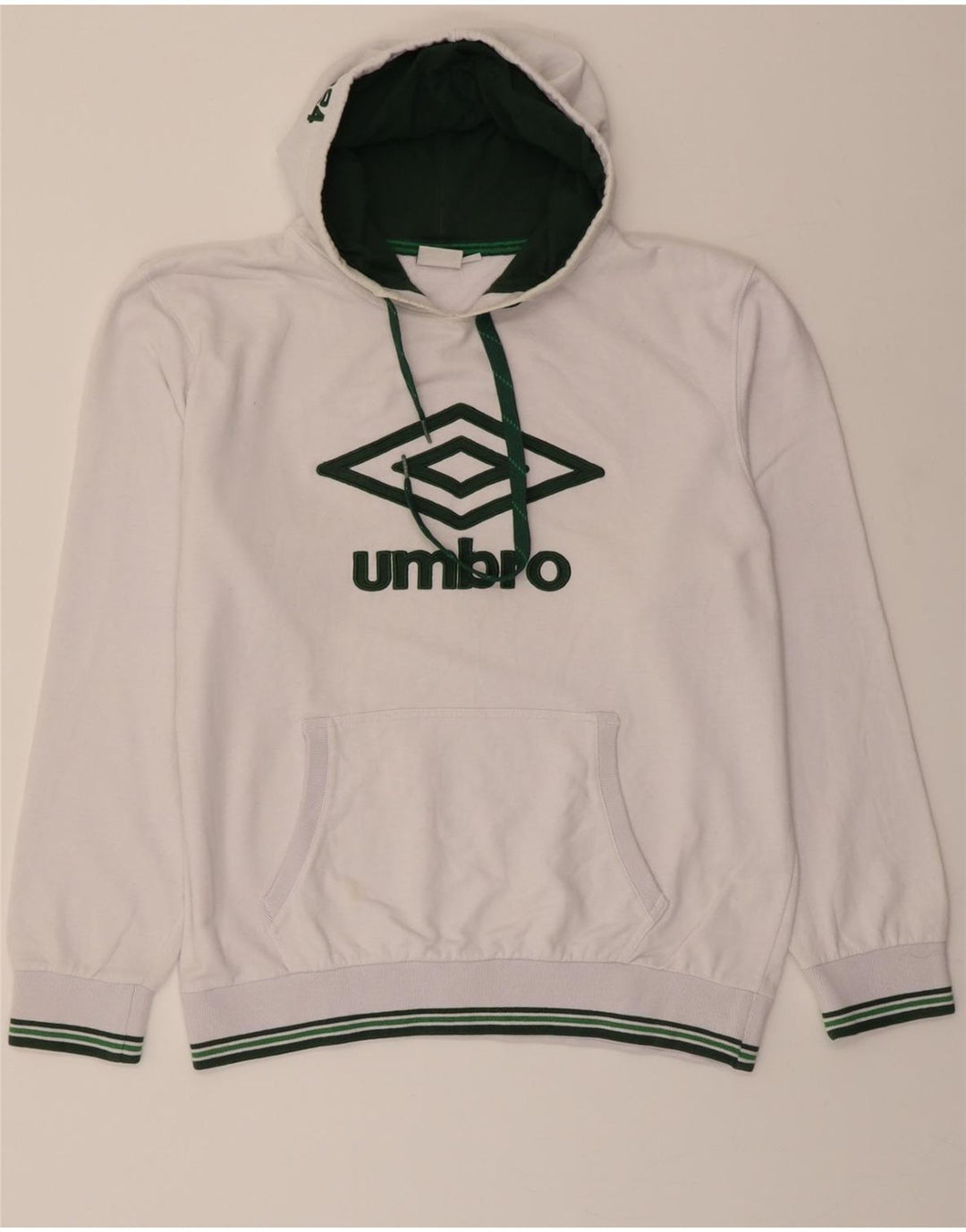 UMBRO Womens Graphic Hoodie Jumper UK 20 2XL White Cotton Vintage Umbro and Second-Hand Umbro from Messina Hembry 