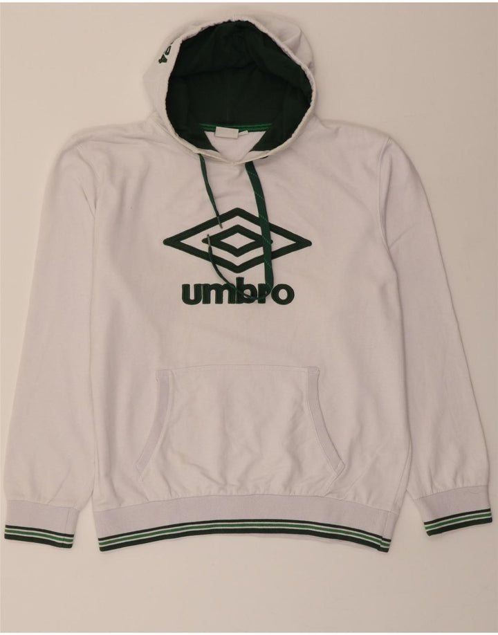 UMBRO Womens Graphic Hoodie Jumper UK 20 2XL White Cotton Vintage Umbro and Second-Hand Umbro from Messina Hembry 