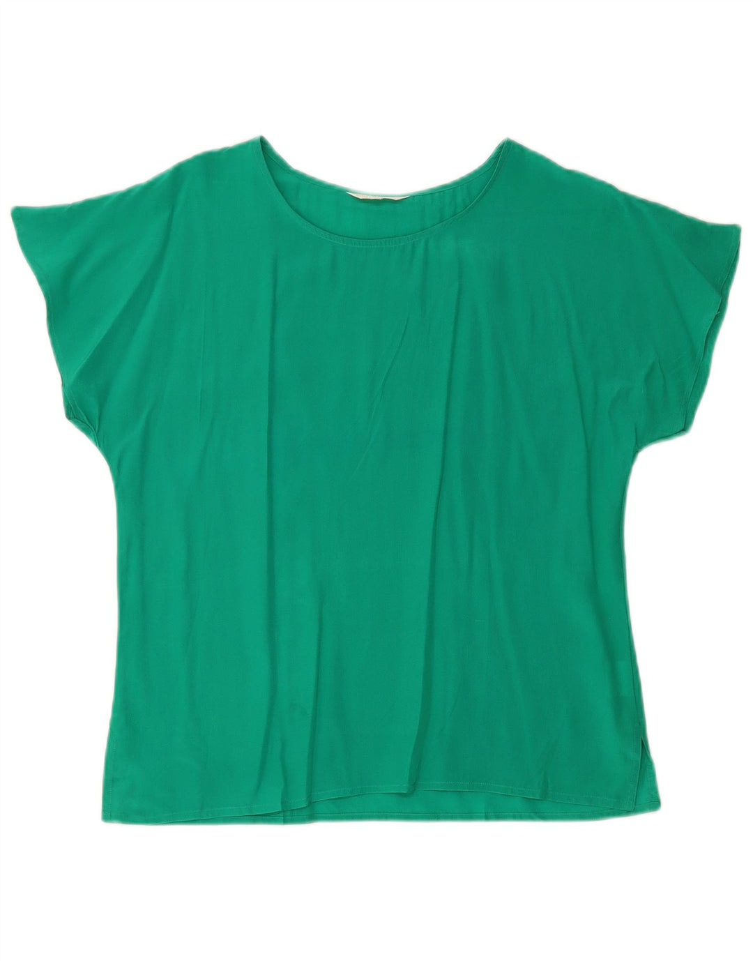 Blusa feminina VINTAGE com ajuste solto, Reino Unido 10, seda verde pequena
