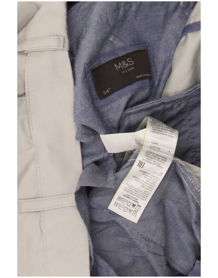 Shorts chino masculino Marks & Spencer W34 grande algodão bege