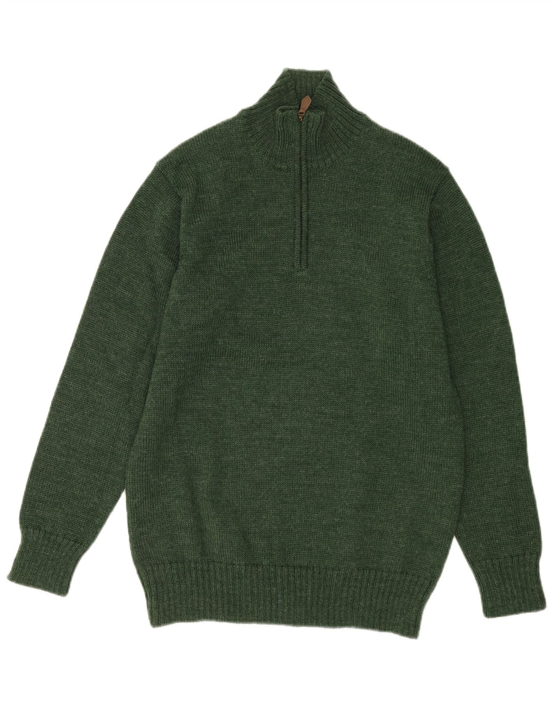 Suéter masculino WoolOvers com zíper e gola em lã verde médio