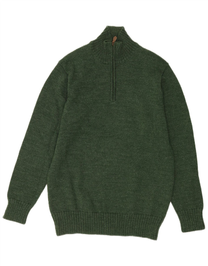 Suéter masculino WoolOvers com zíper e gola em lã verde médio