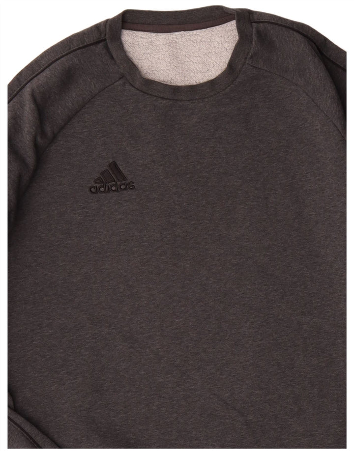 Adidas Mens Moletom Jumper Pequeno Algodão Cinza