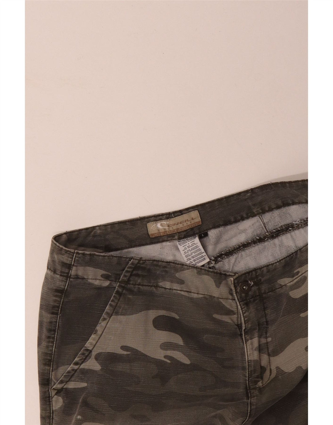 Calça cargo masculina O'NEILL reta grande W36 L29 algodão camuflado cáqui