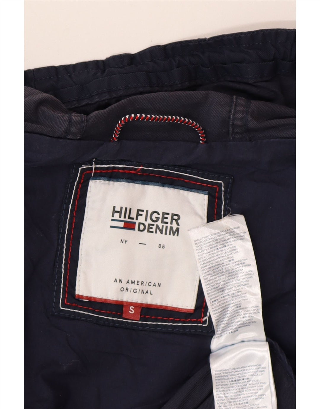 Jaqueta parka feminina com capuz grande TOMMY HILFIGER Reino Unido 10 pequena azul marinho