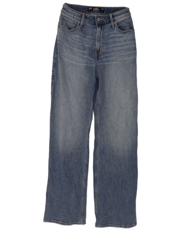 Hollister feminino vintage ajuste cintura alta jeans reto US 2 XS W26 L30 azul