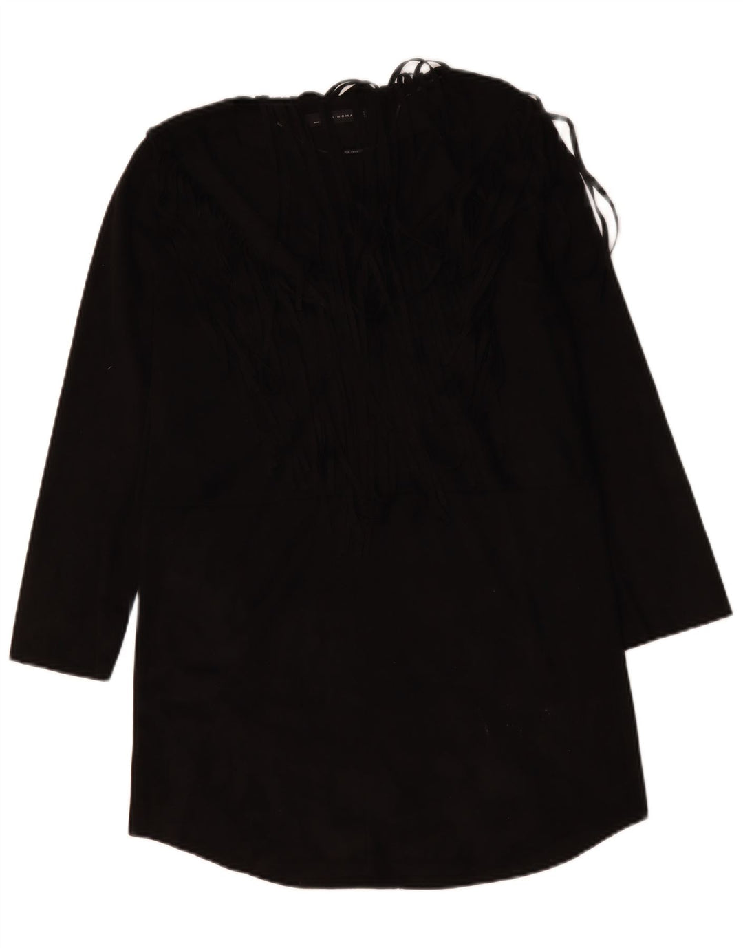 Vestido túnica feminino de manga comprida ZARA Reino Unido 14 poliéster preto médio