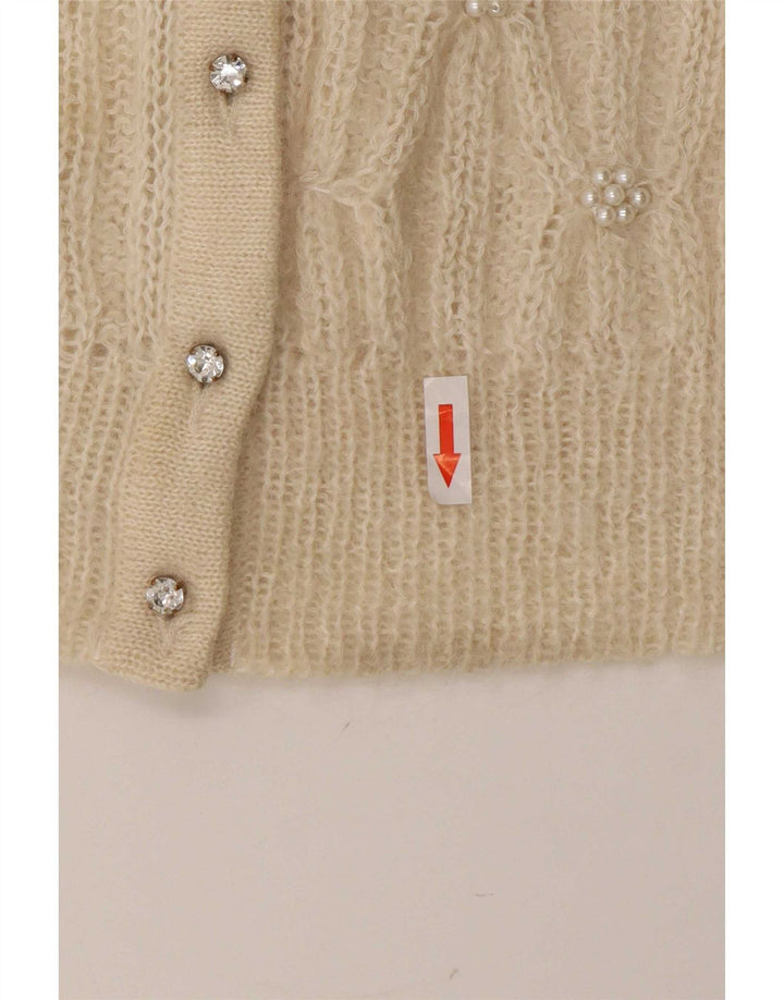 Suéter cardigã feminino Beatrice IT 46 grande mohair bege