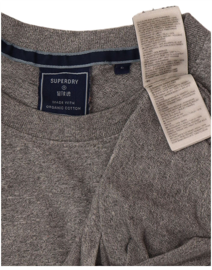 Camiseta masculina Superdry Top grande algodão manchado cinza