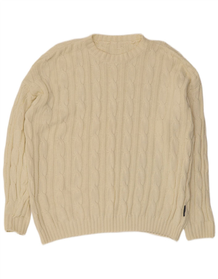 Suéter vintage masculino com gola redonda 2XL bege