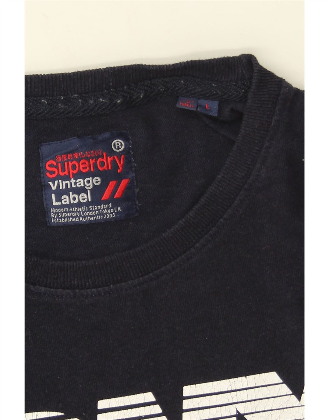 Camiseta gráfica masculina Superdry Top grande algodão azul marinho