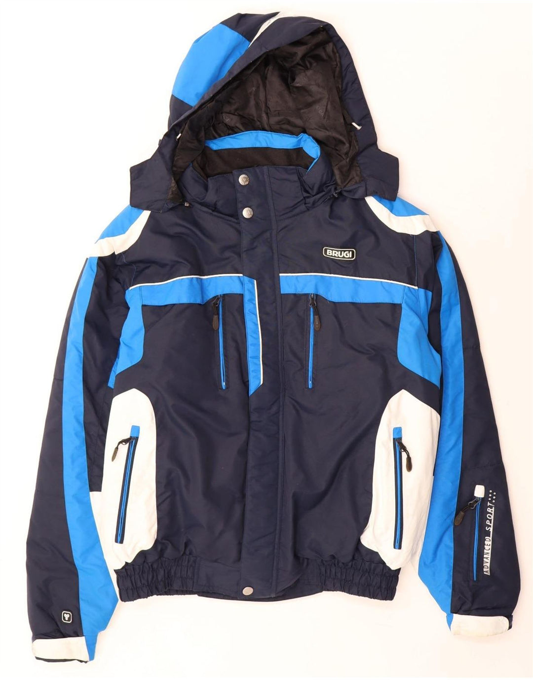 Jaqueta de esqui masculina com capuz Brugi grande poliamida colorblock azul