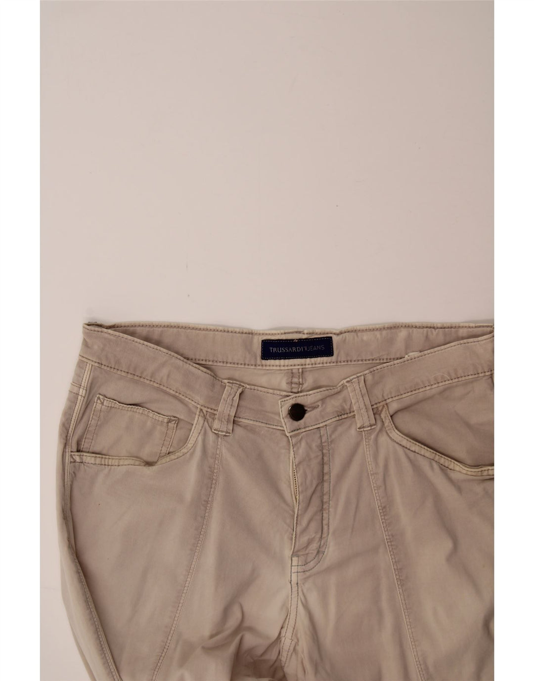 TRUSSARDI Womens Straight Casual Trousers W32 L34 Beige Cotton Vintage Trussardi and Second-Hand Trussardi from Messina Hembry 
