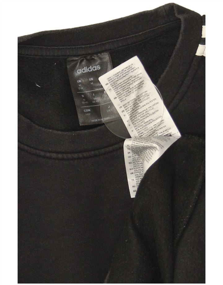 Adidas Womens Sweatshirt Jumper UK 12/14 Médio Algodão Preto