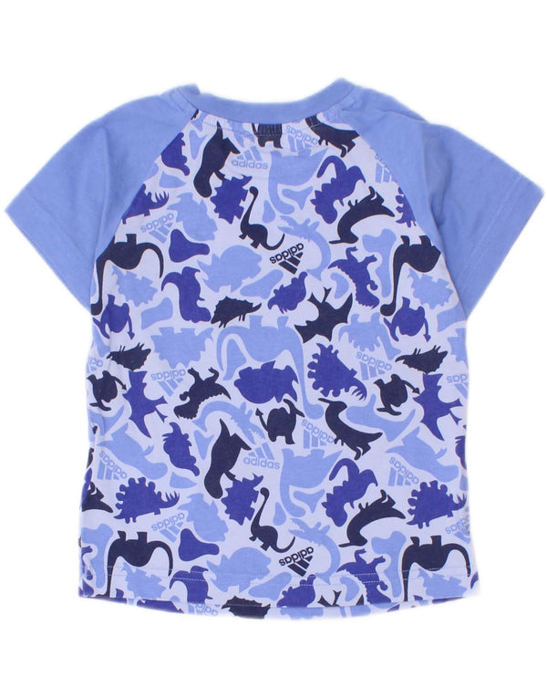 Camiseta gráfica Adidas para meninos de 9 a 12 meses, azul, estampa animal, algodão