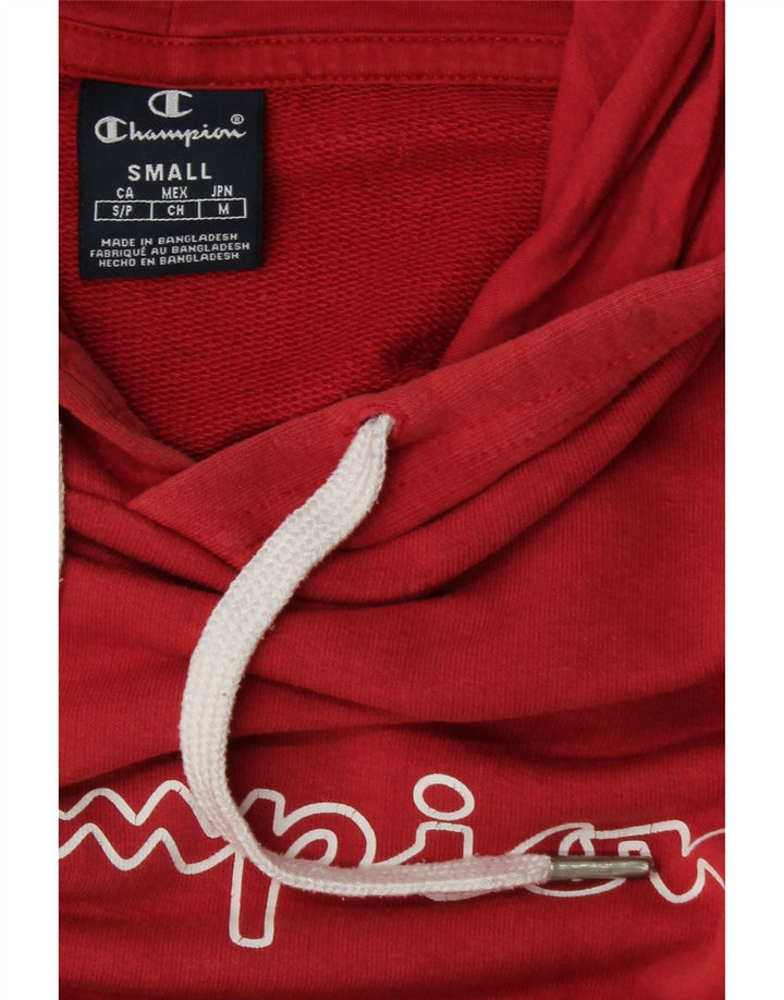 CHAMPION Suéter masculino com capuz gráfico pequeno algodão vermelho
