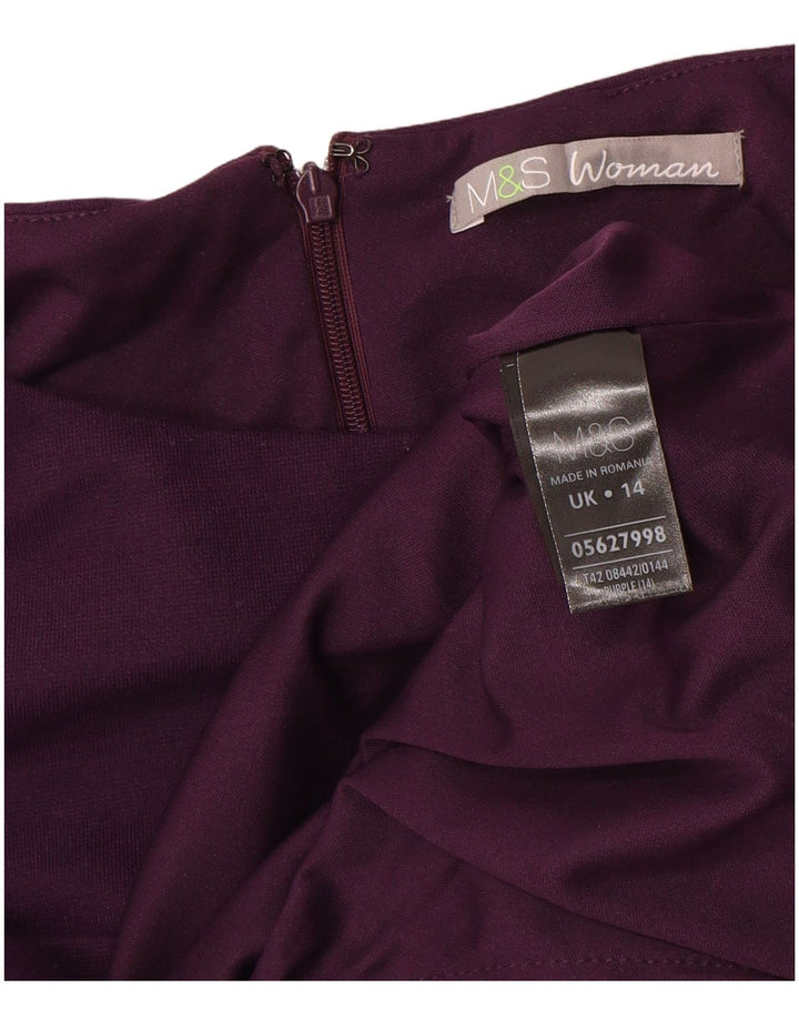 Vestido Peplum feminino MARKS & SPENCER Reino Unido 14 poliéster roxo médio