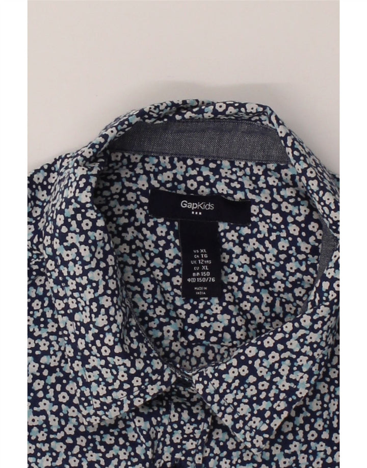 GAP Girls Shirt 11-12  XL Navy Blue Floral Cotton Vintage Gap and Second-Hand Gap from Messina Hembry 