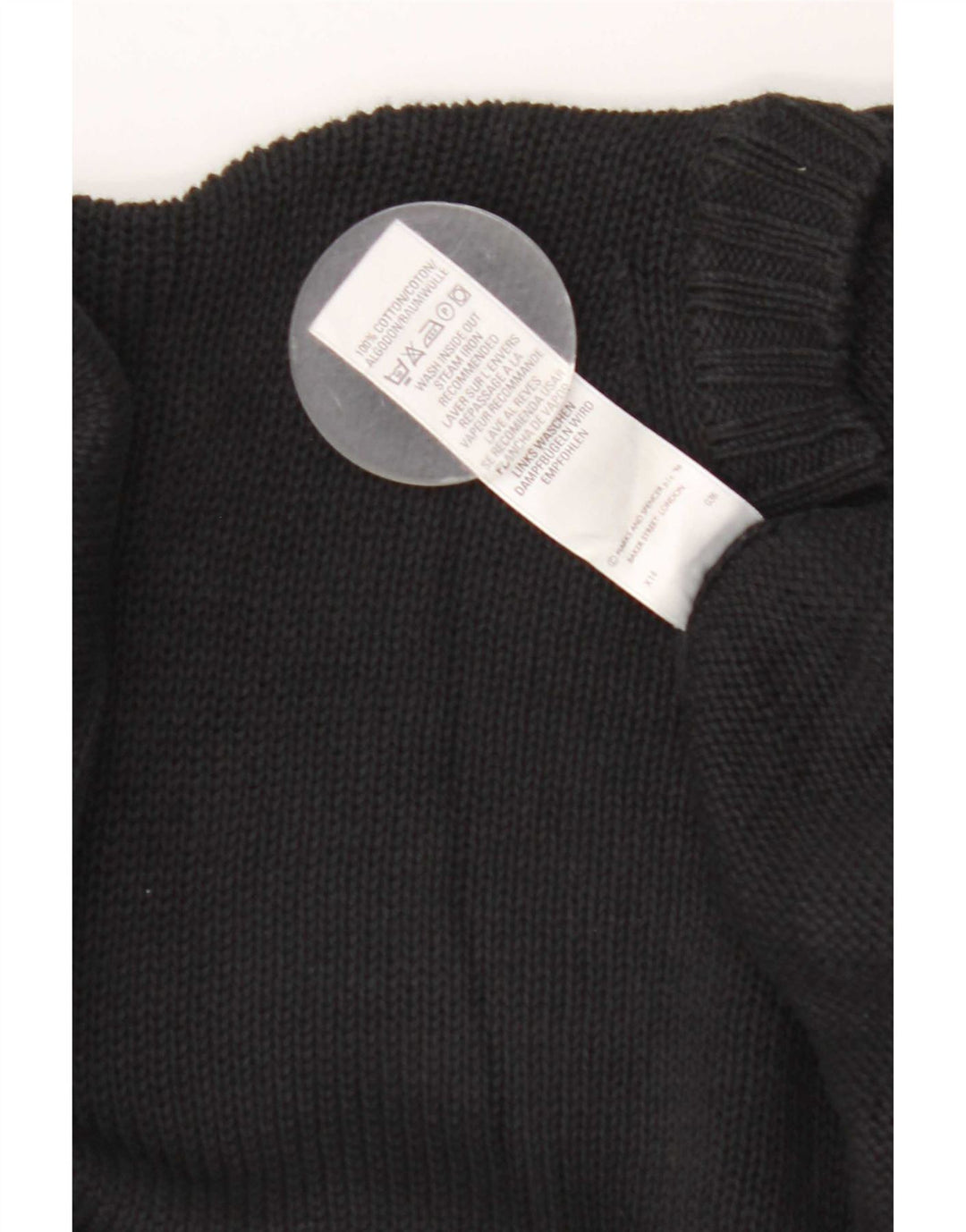 Suéter masculino Marks & Spencer com gola redonda, grande algodão preto