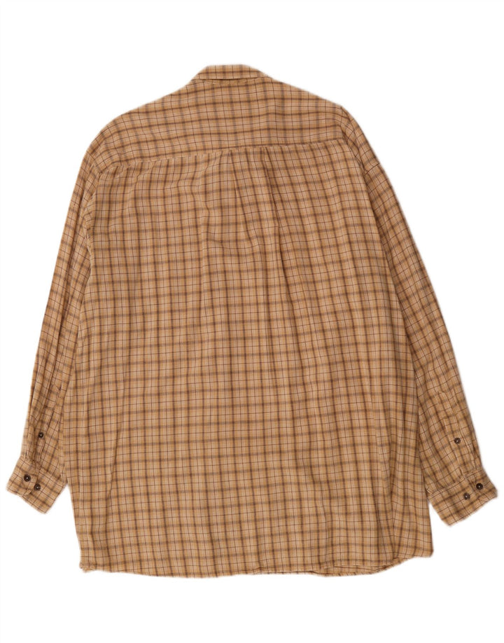 Camisa masculina de flanela Camel 2XL algodão xadrez bege
