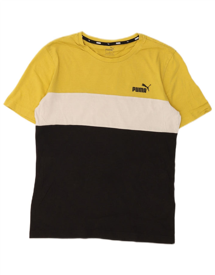 Puma Mens T-Shirt Top Pequeno Multicolorido Colorblock Algodão