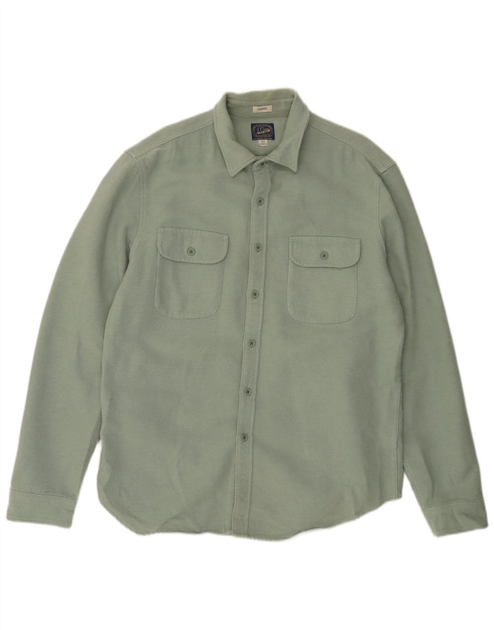 J. CREW Camisa masculina clássica de flanela XL algodão verde