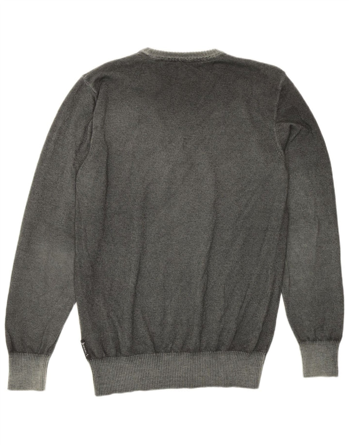 Suéter masculino Armani com gola redonda, verde médio, lã nova