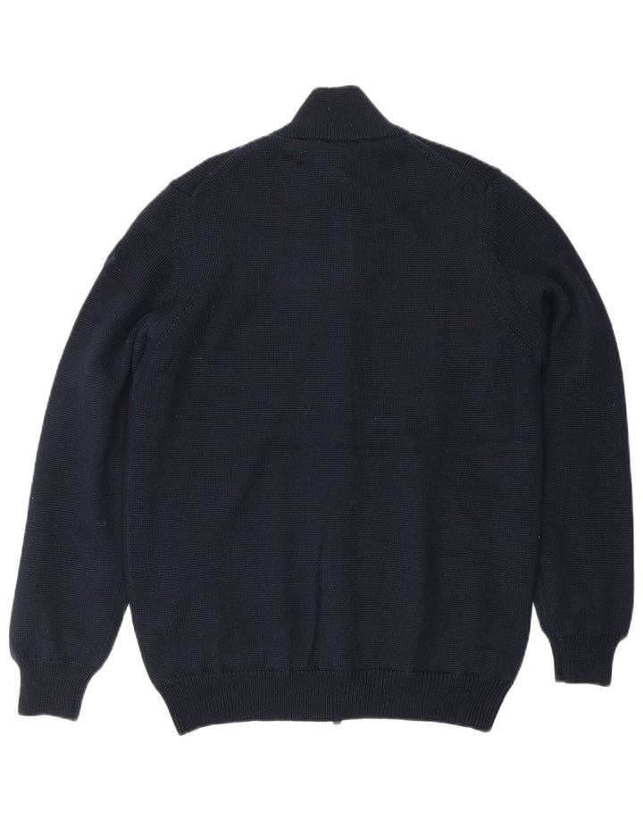 Suéter cardigã masculino Lyle & Scott lã azul marinho médio