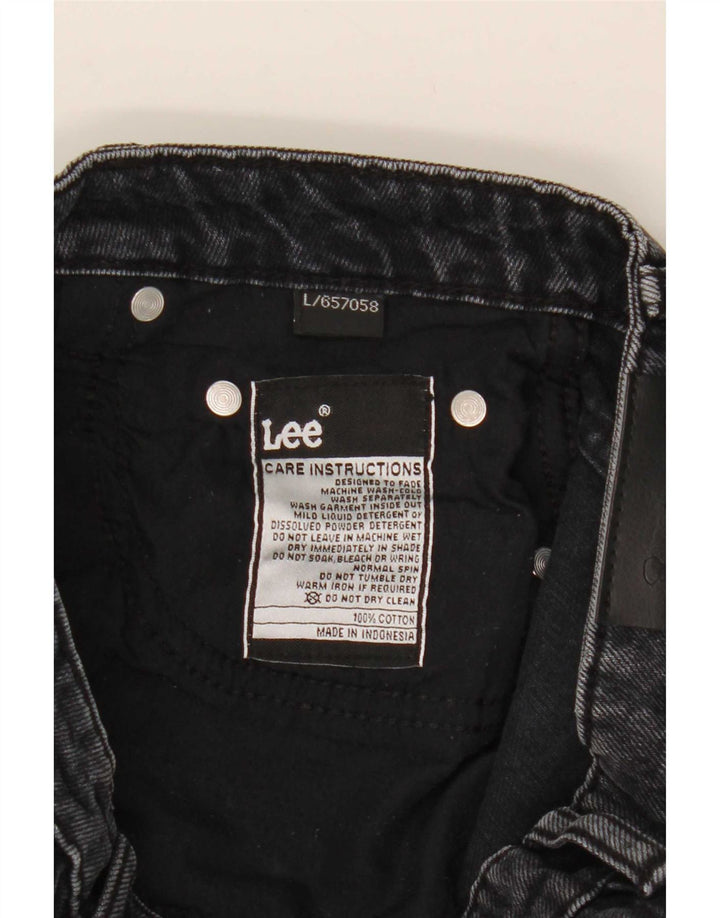 Lee Womens Distressed Tapered Jeans Grande W28 L27 Algodão Preto
