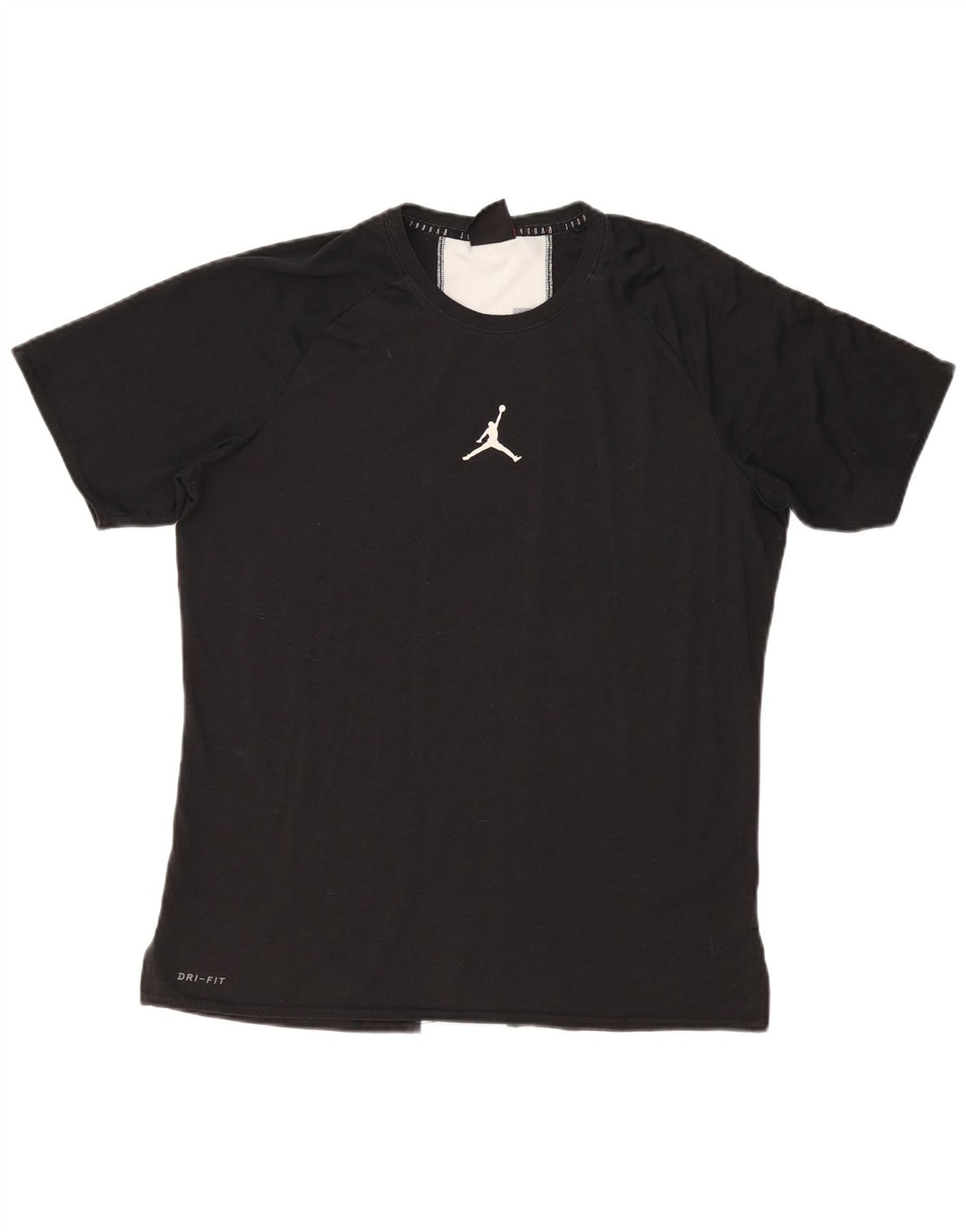 Camiseta masculina Jordan Dri Fit com estampa gráfica grande e preta em poliéster