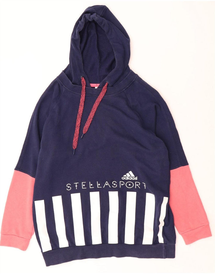 ADIDAS Womens Climalite Oversized Hoodie Jumper UK 12 Médio Azul Marinho