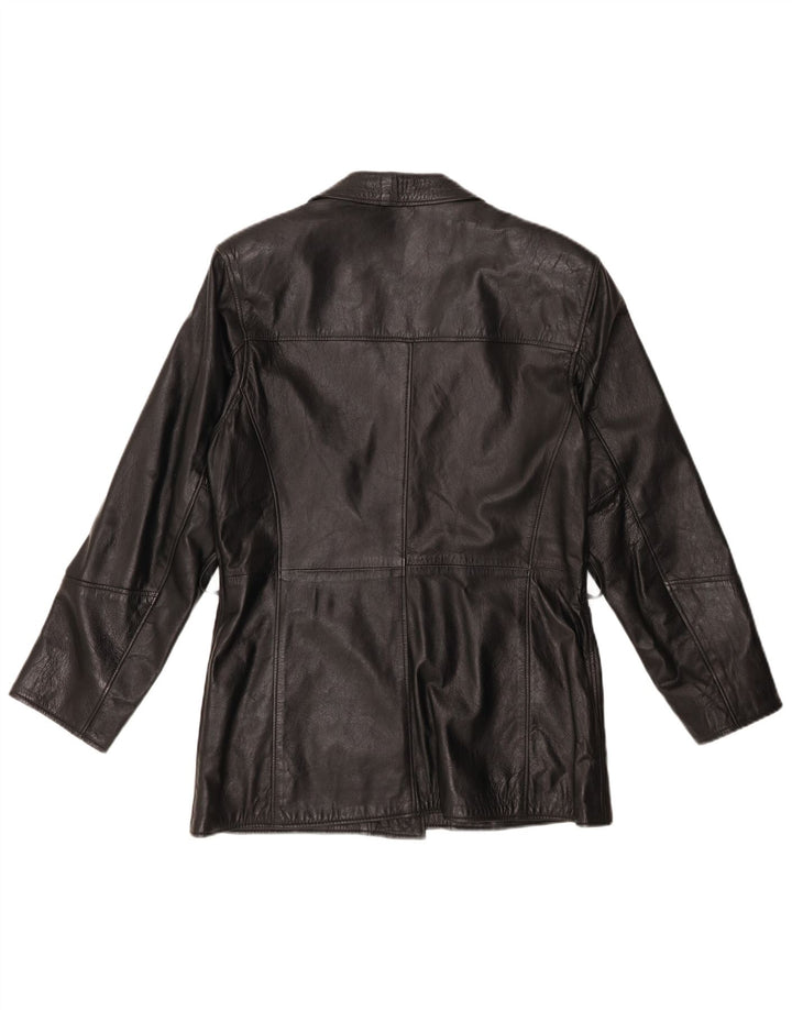 Jaqueta de couro feminina VINTAGE UK 14 média preta