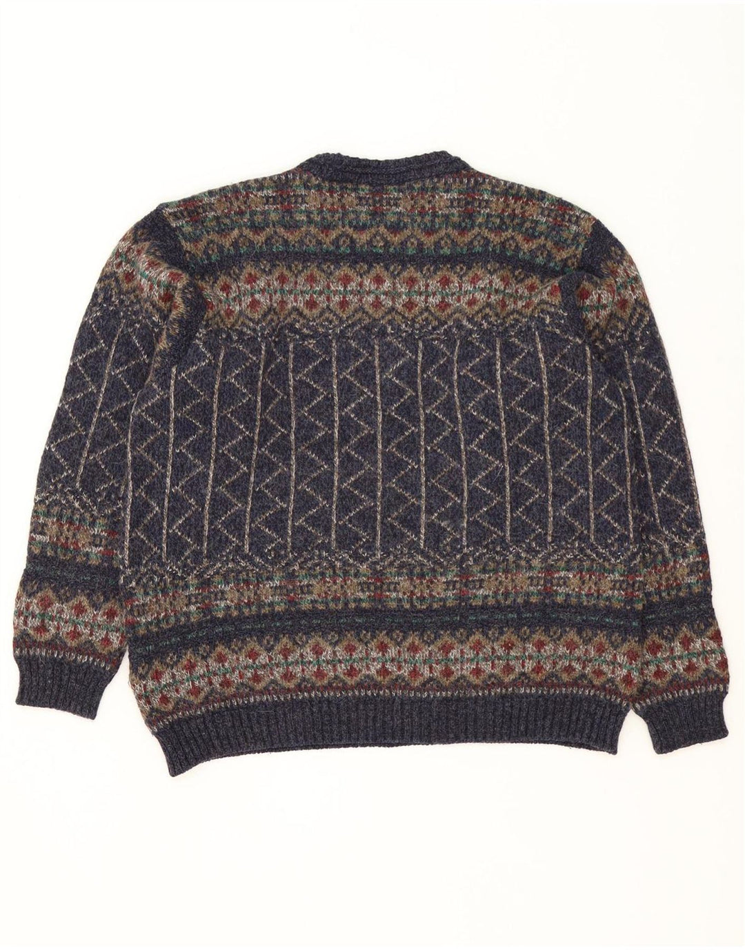 Suéter masculino Marks & Spencer com gola redonda, médio azul marinho Fair Isle