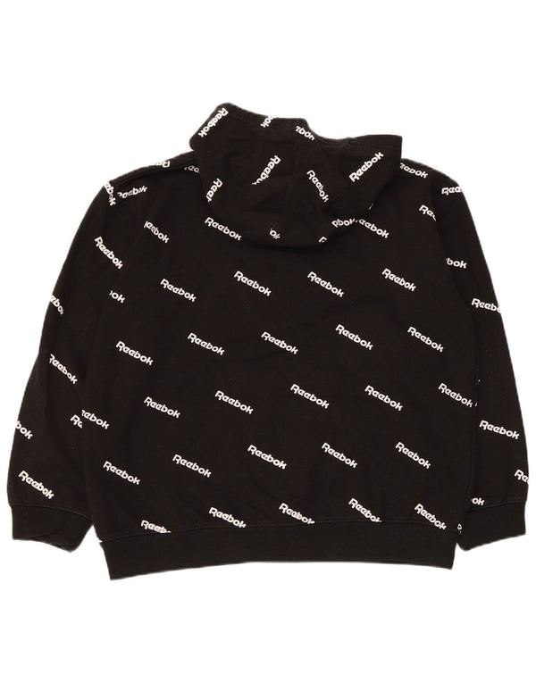 Jumper com capuz gráfico Reebok Boys 15-16 anos XL preto algodão