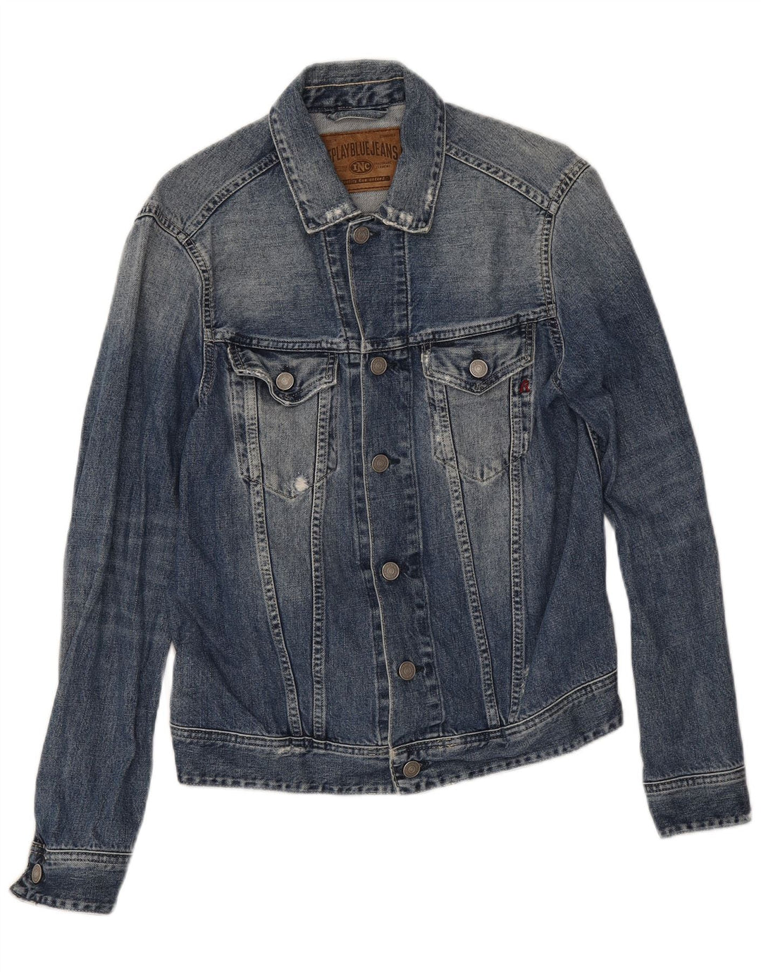 Jaqueta jeans feminina Replay desgastada Reino Unido 14 algodão azul médio