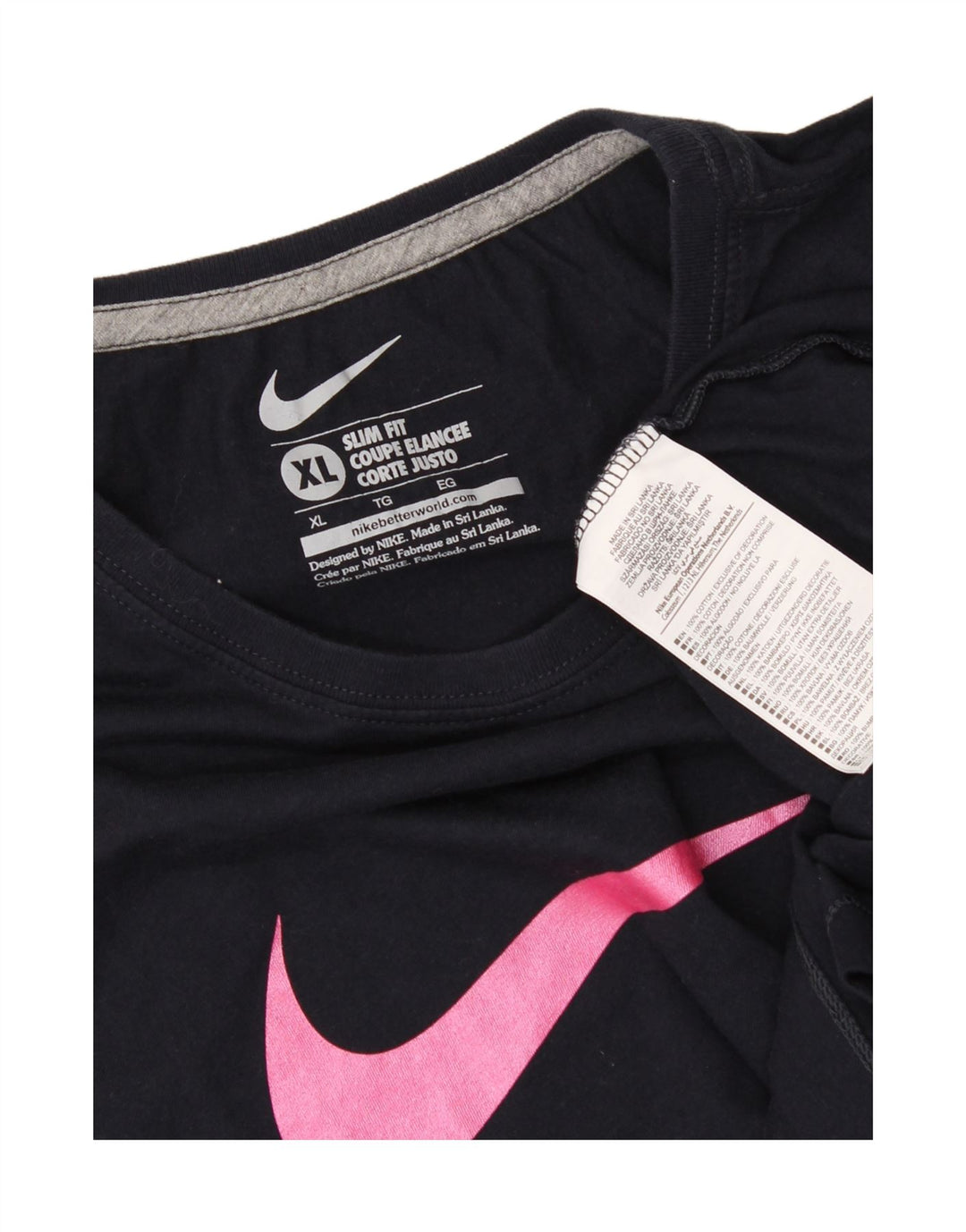 NIKE Womens Slim Fit Graphic T-Shirt Top UK 18 XL Navy Blue Cotton Vintage Nike and Second-Hand Nike from Messina Hembry 