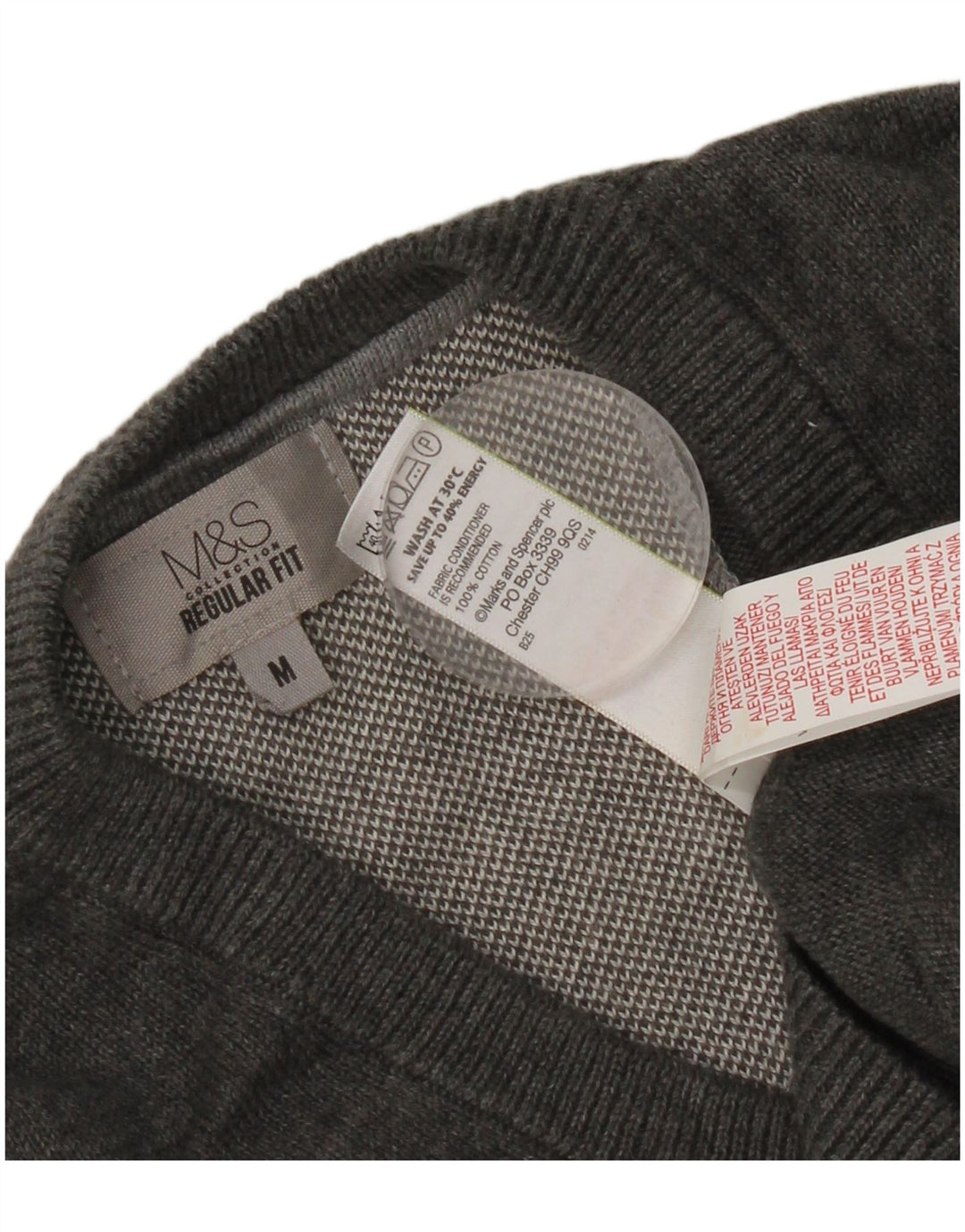 Regata masculina de ajuste regular Marks & Spencer de algodão cinza médio