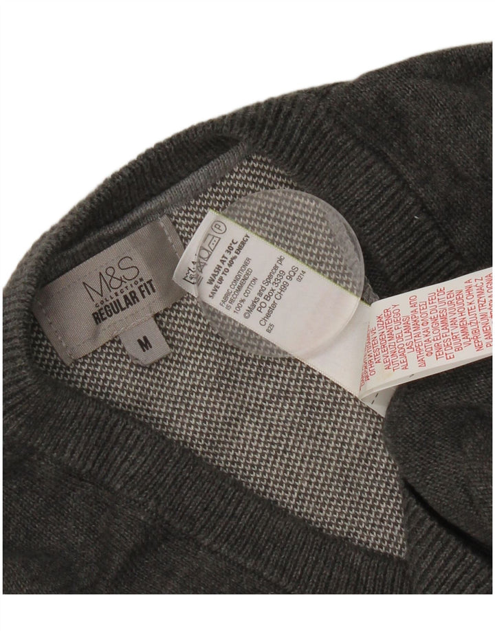Regata masculina de ajuste regular Marks & Spencer de algodão cinza médio