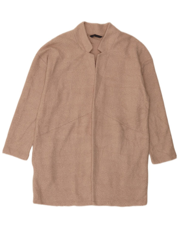 Suéter cardigã feminino Longline Marks & Spencer Reino Unido 16 grande poliéster rosa