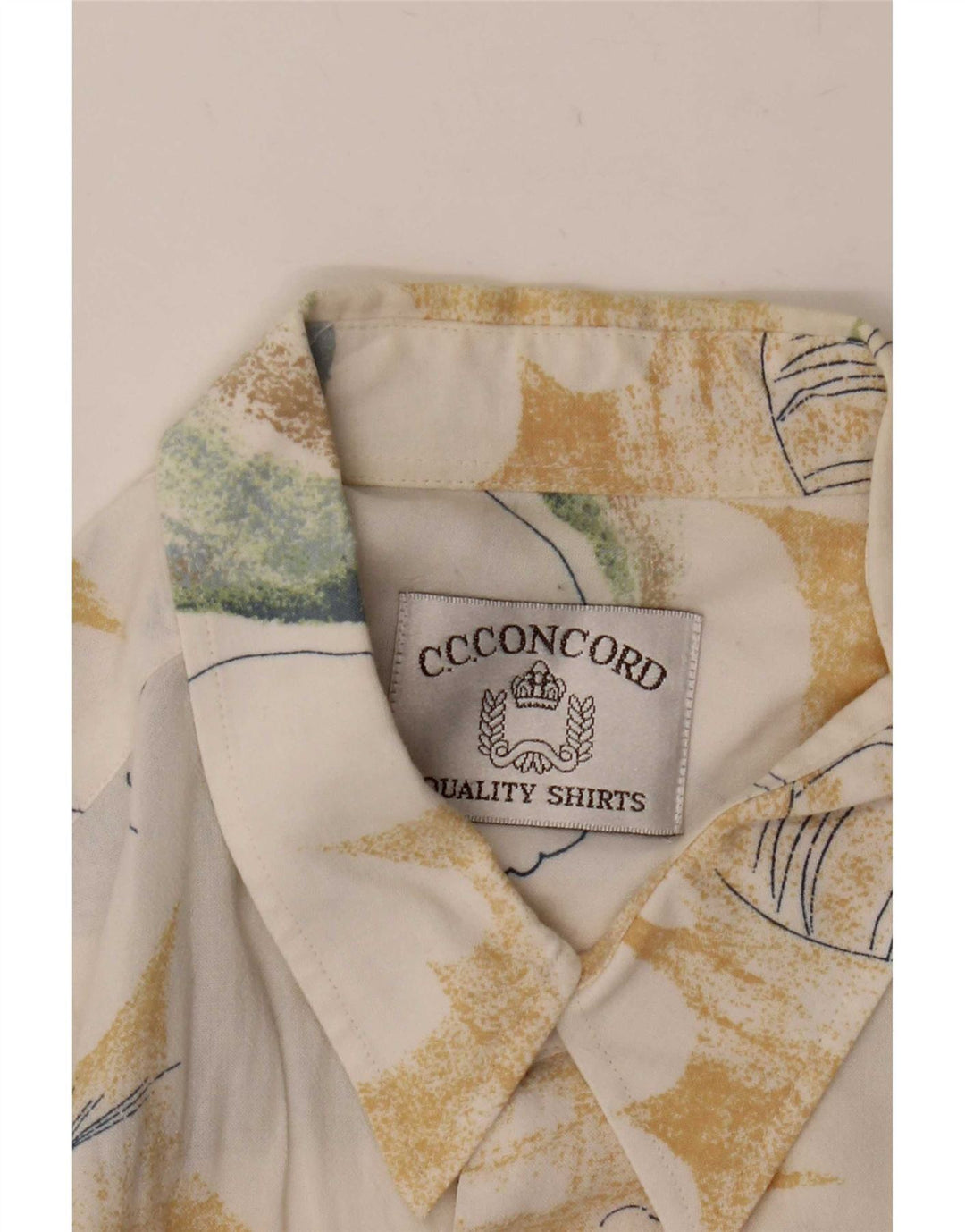 CCConcord Mens Abstract Pattern Camisa de manga curta XL Branco