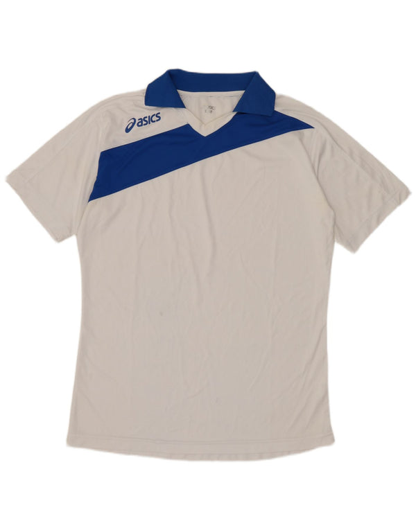 Camisa polo masculina ASICS médio branco colorblock poliéster