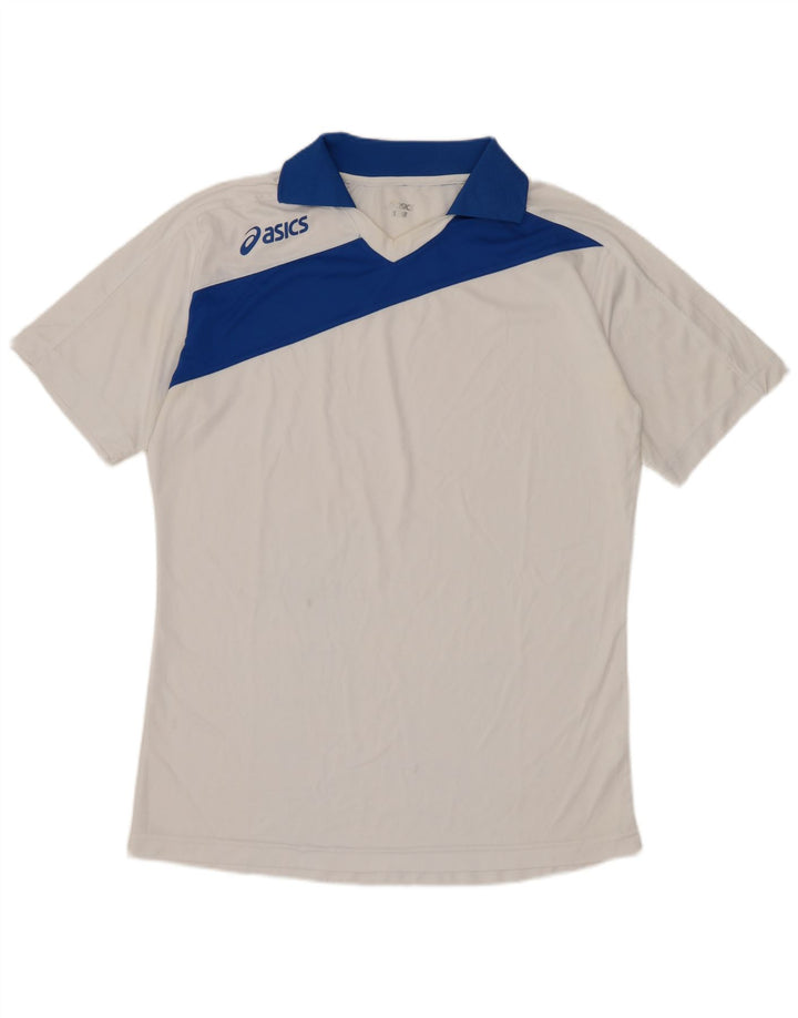 Camisa polo masculina ASICS médio branco colorblock poliéster