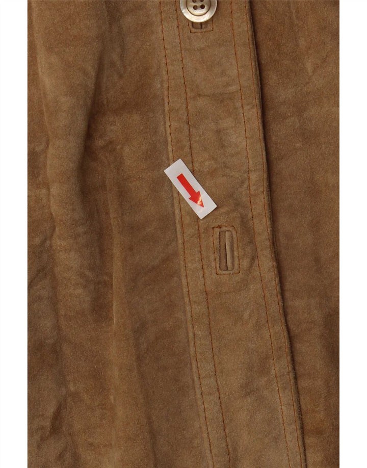 Jaqueta de camurça vintage feminina UK 18 XL bege