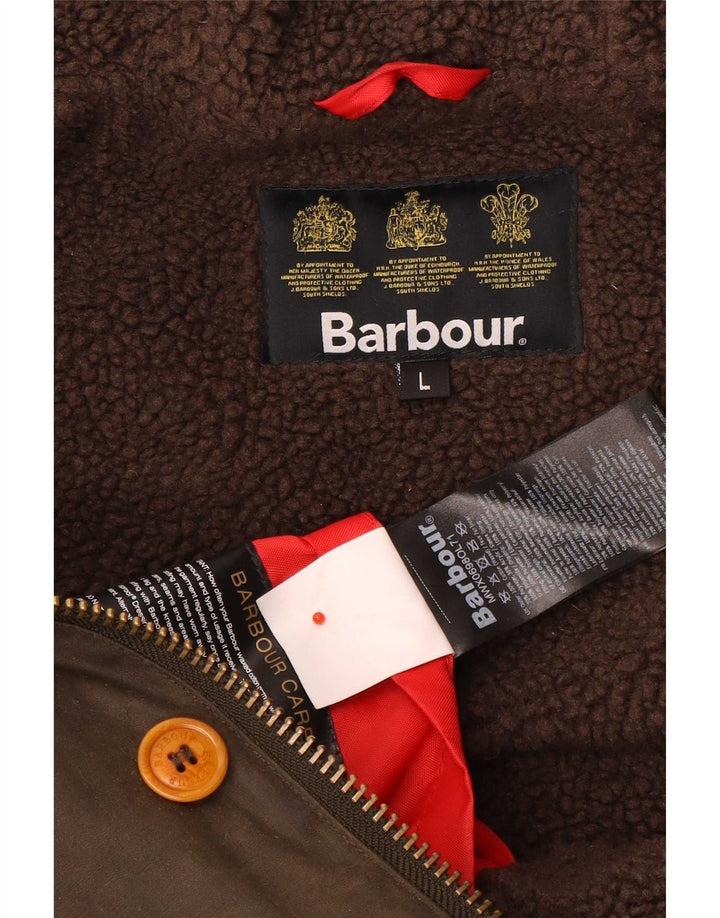 Jaqueta masculina de algodão encerado com capuz Barbour Reino Unido 40 grande marrom
