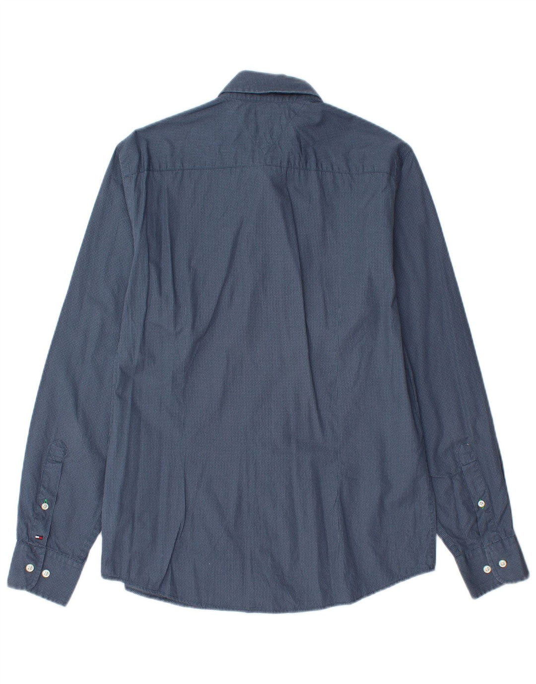 Camisa masculina TOMMY HILFIGER slim fit algodão manchado azul médio