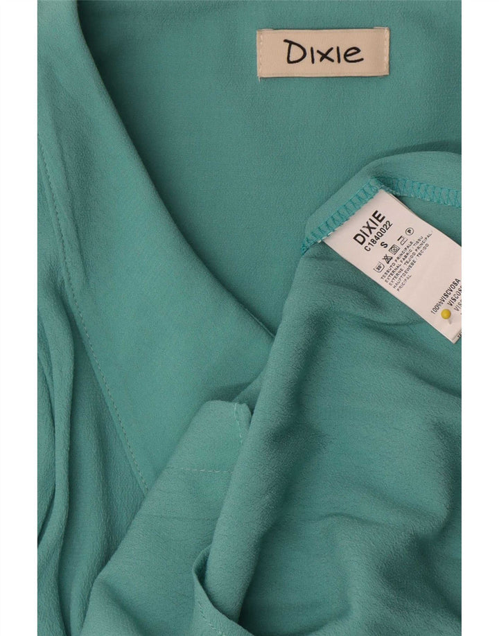Blusa feminina vintage UK 10 viscose azul pequena