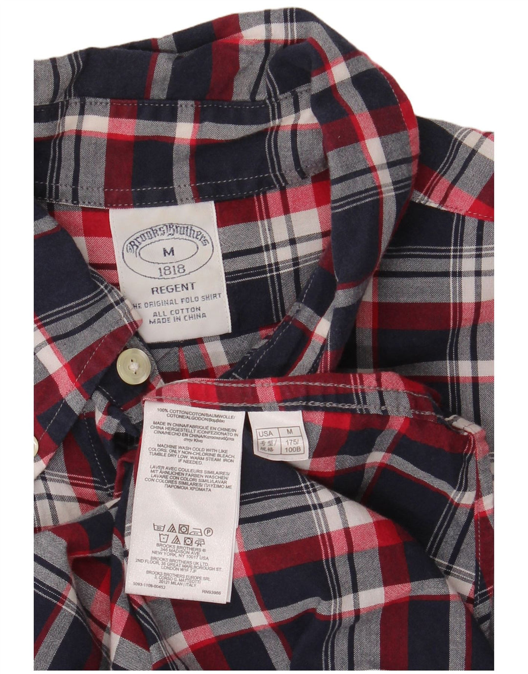 Camisa masculina Brooks Brothers Regent de manga curta xadrez azul marinho médio