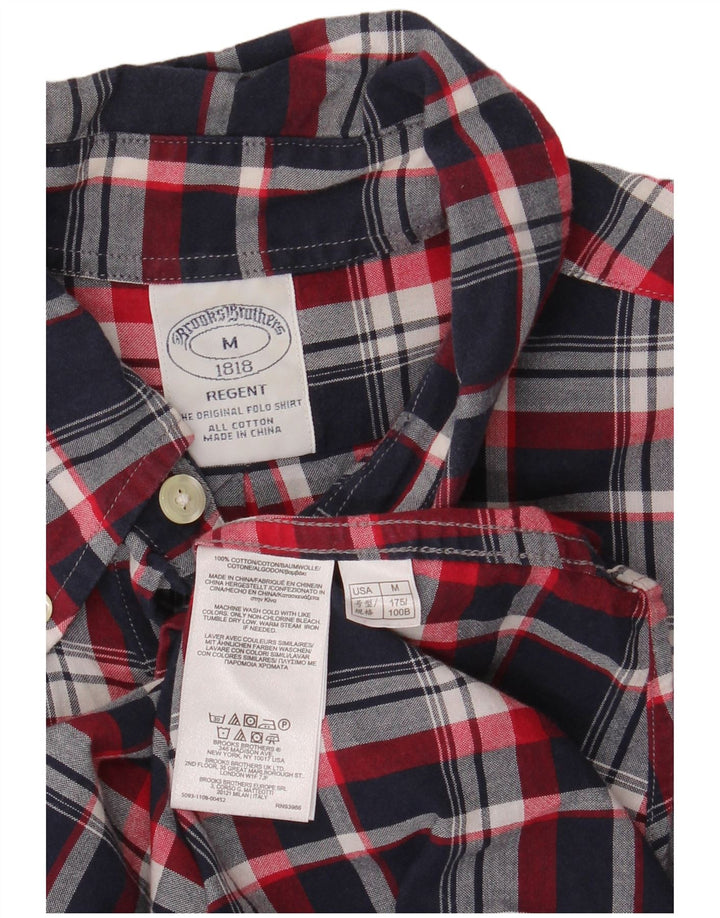 Camisa masculina Brooks Brothers Regent de manga curta xadrez azul marinho médio