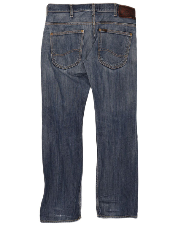 Lee Mens Zed Distressed Straight Jeans W32 L32 Azul Algodão