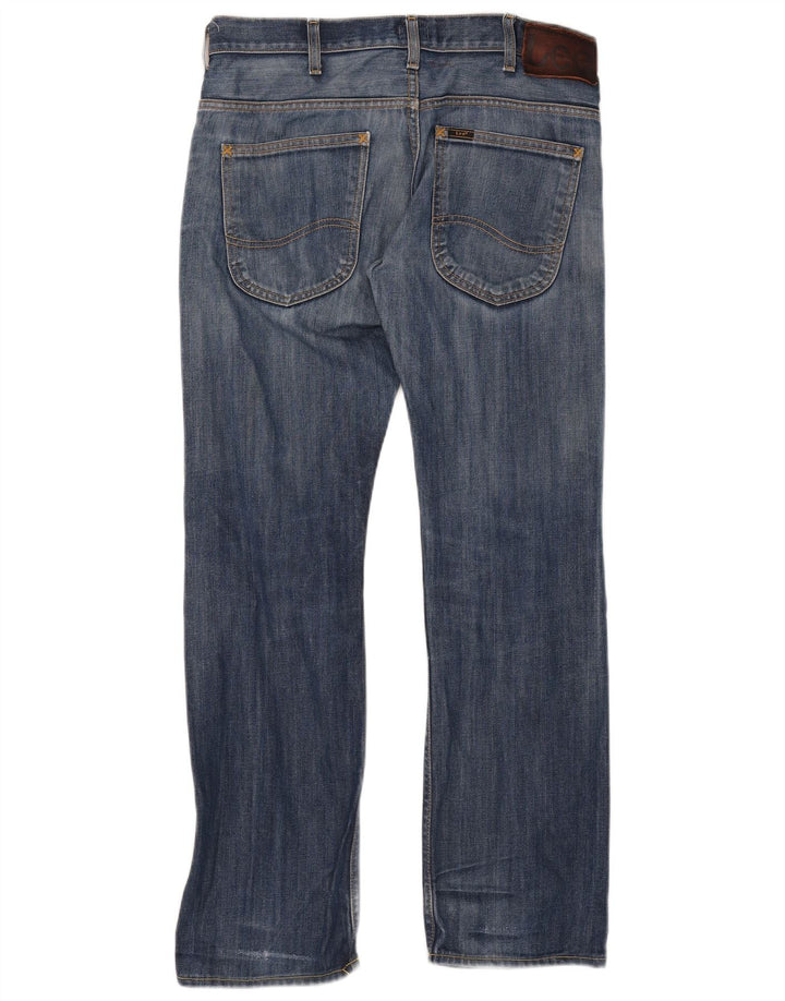 Lee Mens Zed Distressed Straight Jeans W32 L32 Azul Algodão